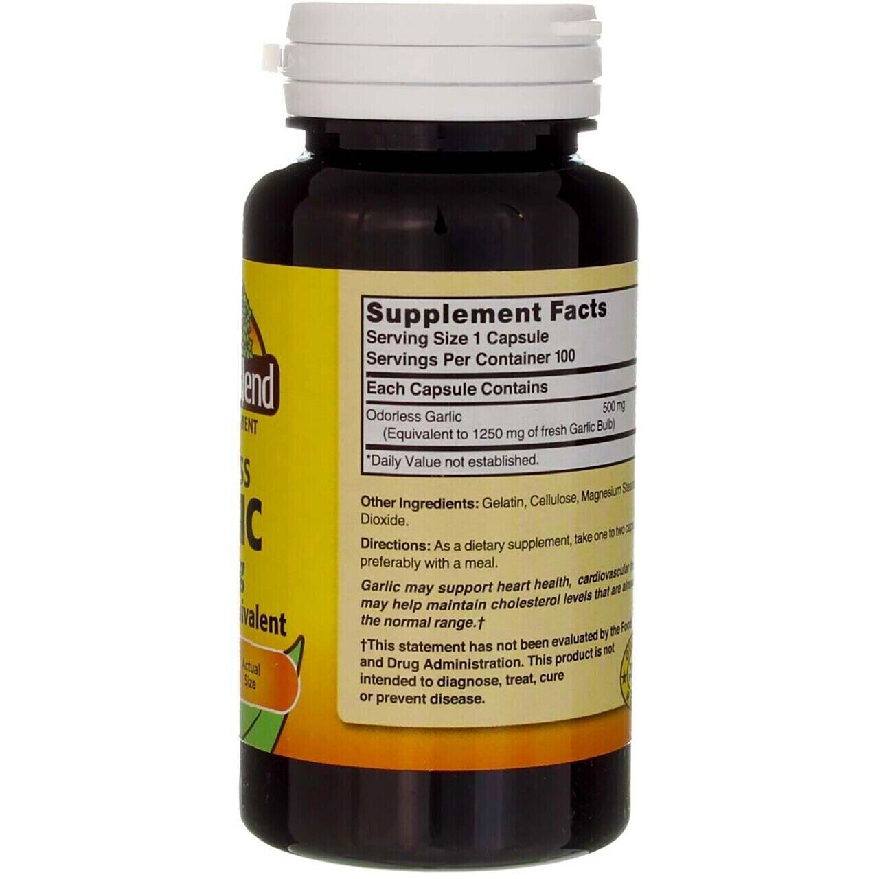 Nature’s Blend Odorless Garlic Capsules 1250 mg 100 Ct