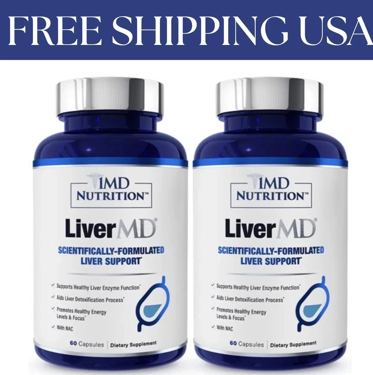 2 Packs 1MD Nutrition LiverMD – Liver Support Supplement New | Exp 12/2027…