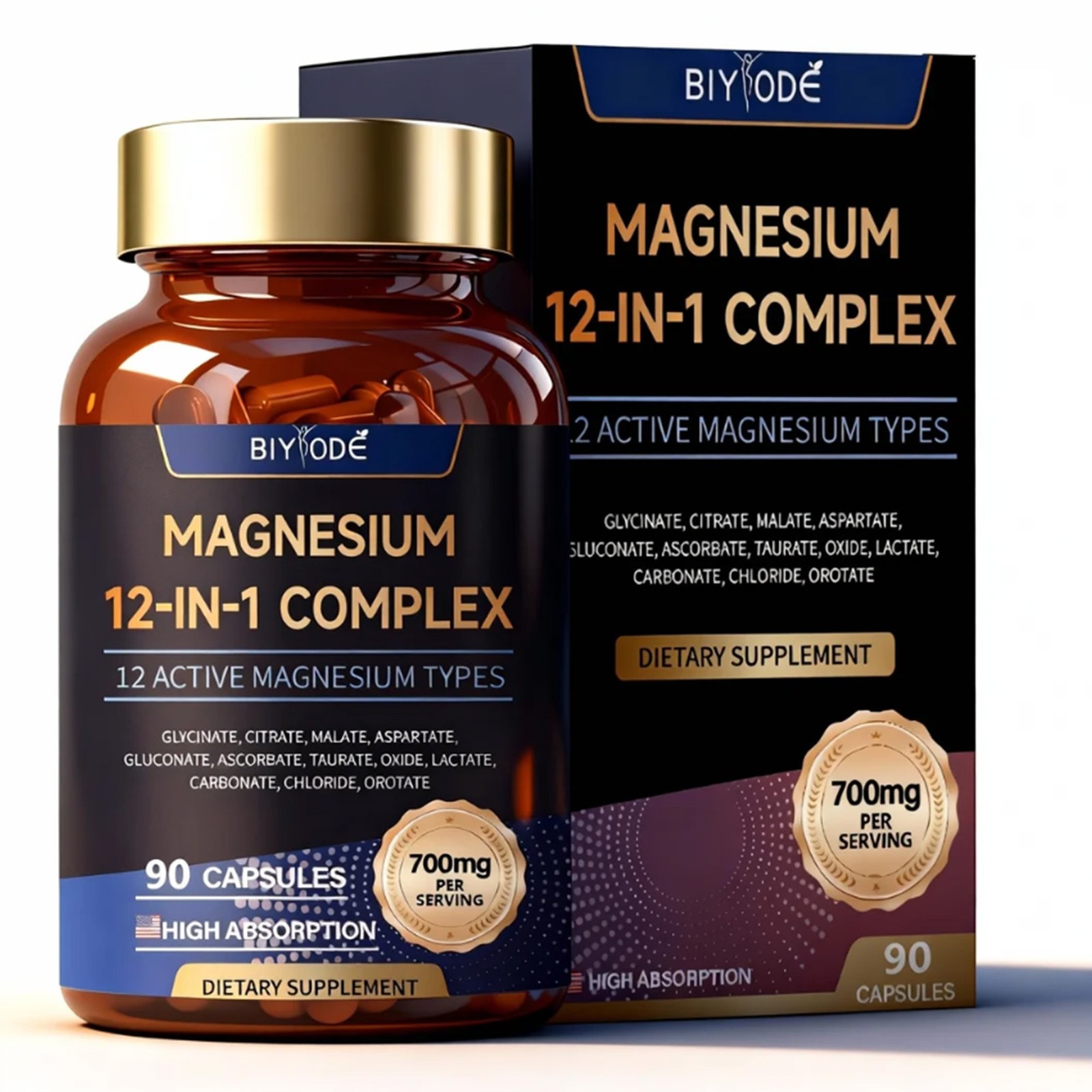 Magnesium 12 in 1 Complex 700mg – Glycinate Citrate Malate Taurate Daily Support
