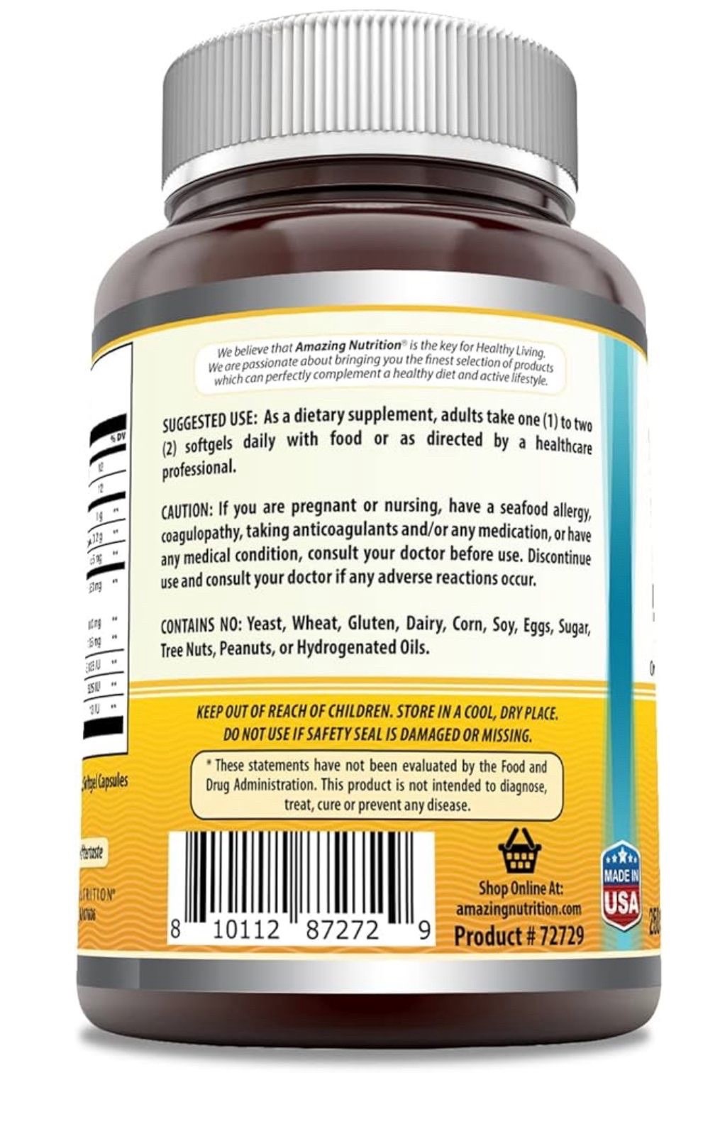 Amazing Norwegian Cod Liver Oil 1250mg Omega 3 250 softgels fresh Lemon Flavor