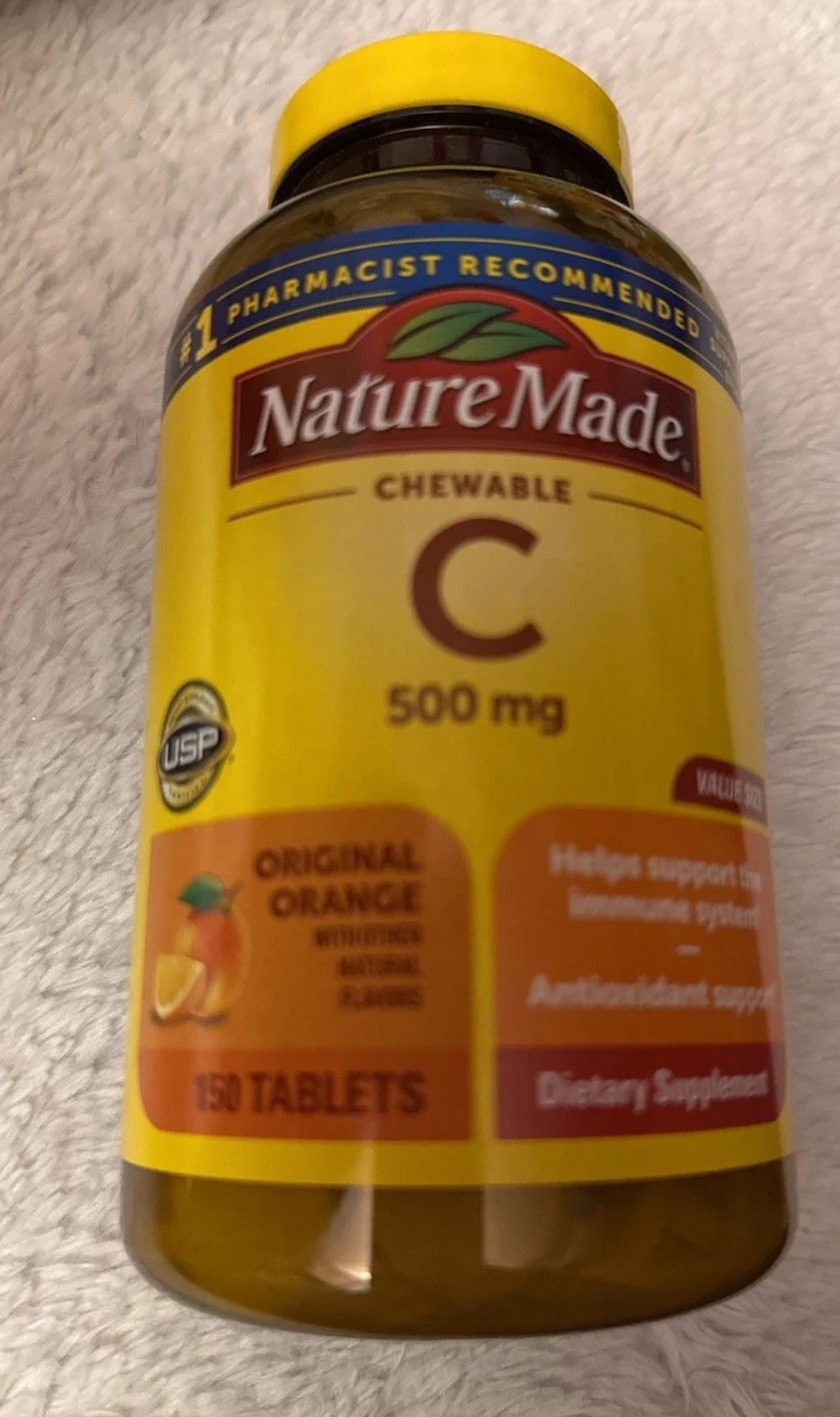 150 TABLETS NATURE MADE CHEWABLE C 500MG CHEW VITAMIN ORANGE Exp 12/2027