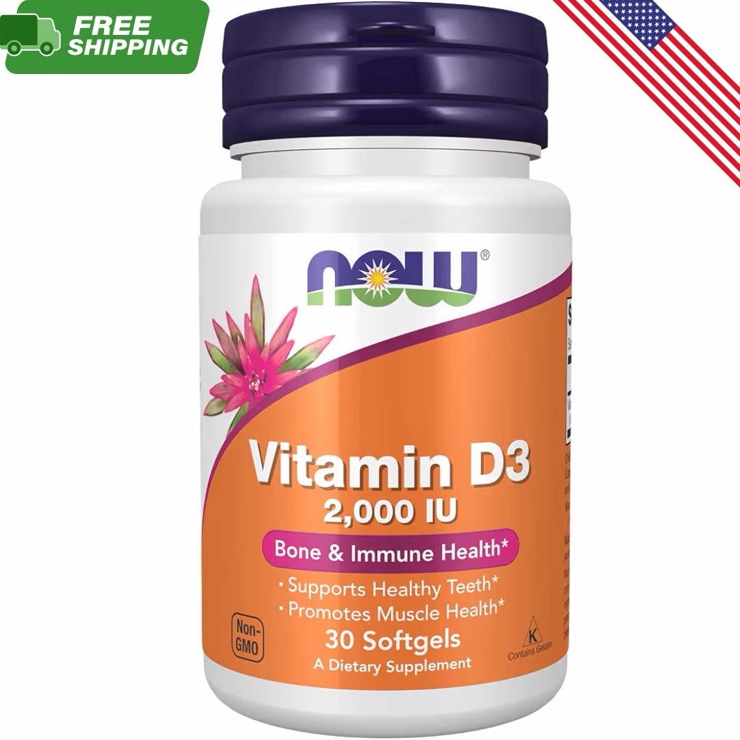 NOW Foods Vitamin D3 2000 IU High Potency Immune Support 30 Softgels