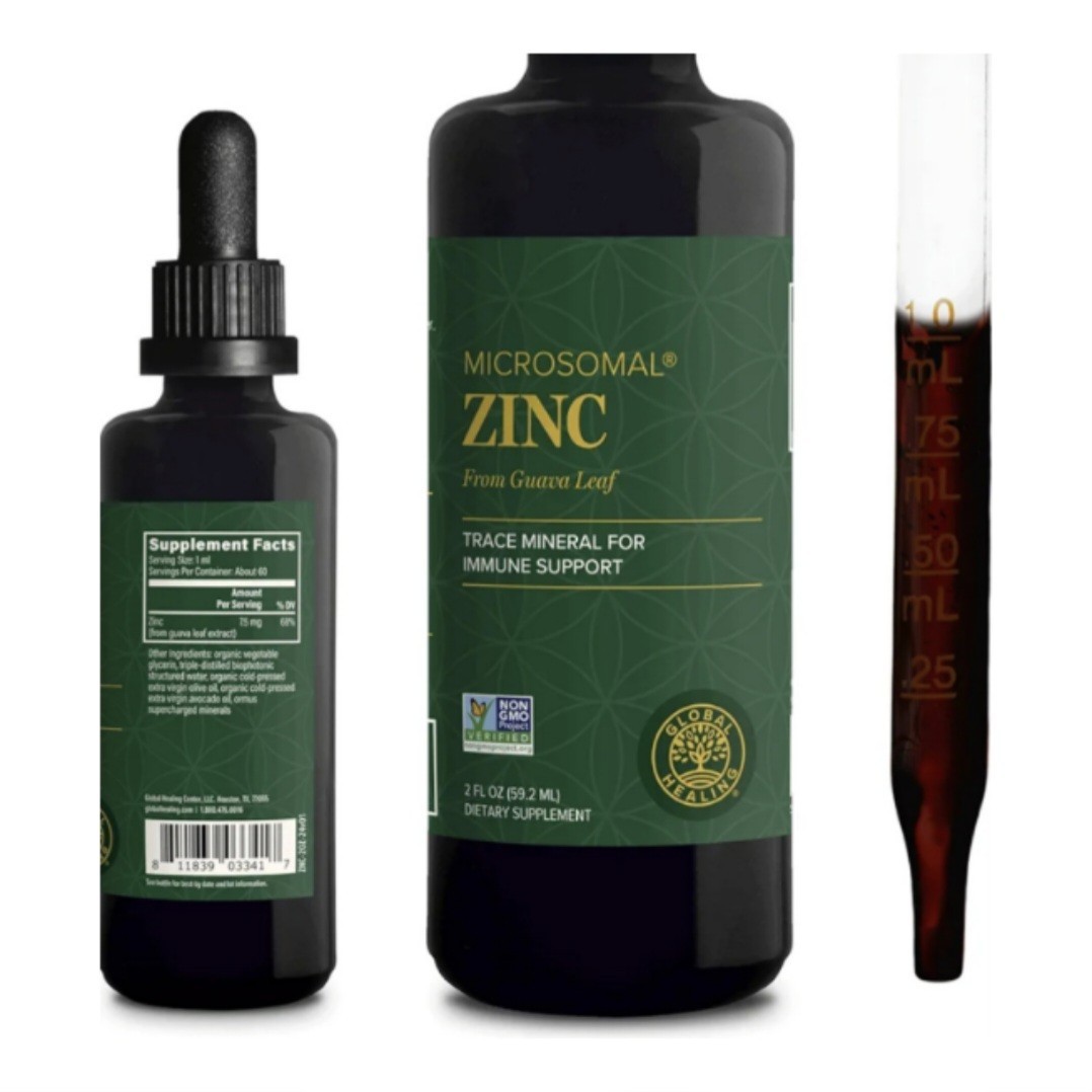 Global Healing Organic Zinc Supplements Liquid Pure Drops Immune USDA 2 (fl oz)