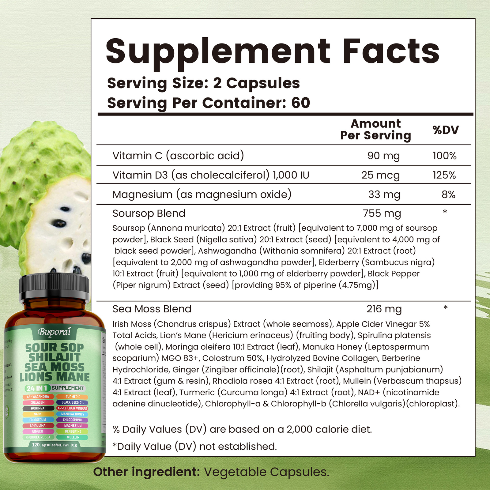 Soursop Shilajit Sea Moss Lion’s Mane – Energy, Brain Boost, Immune Support