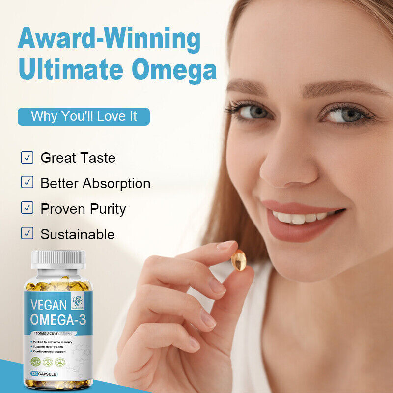 60/120PCS Omega 3 Oil Capsules 3x Strength 1200mg EPA & DHA, Highest Potency