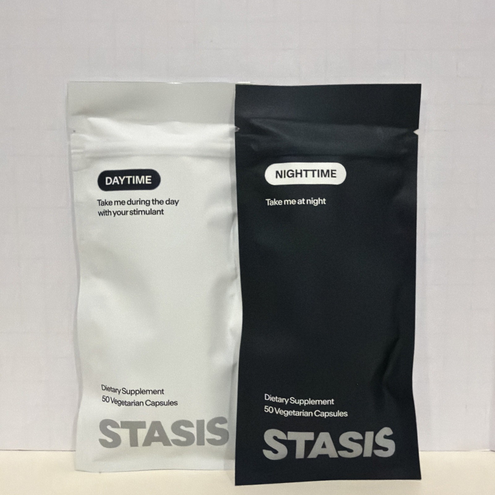 Stasis Daytime & Nighttime Supplement Bundle 50 Caps Each; SEALED Exp 04/2028