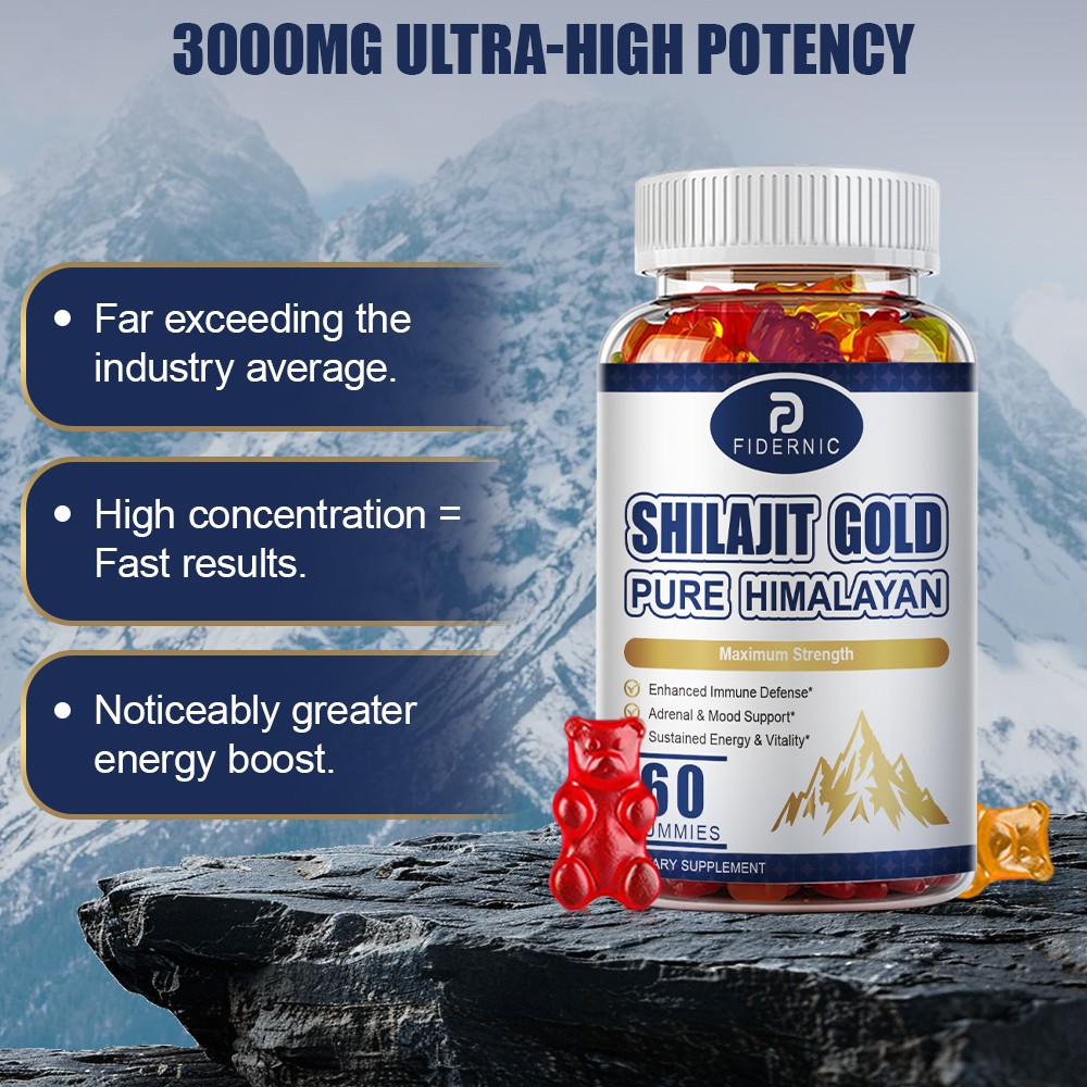 FIDERNIC Pure Himalayan Shilajit Gold Gummies 60 Count Max Strength