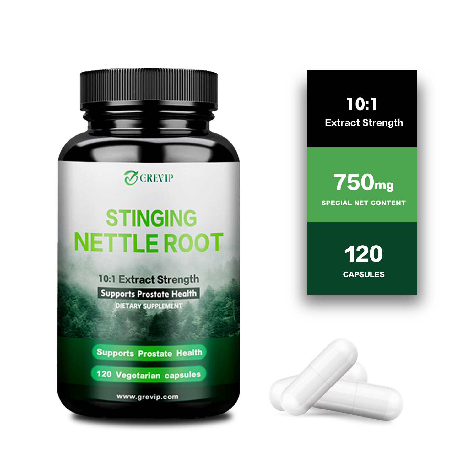 120pcs Stinging Nettle Root 750mg-High Absorption, Prostate Urinary Tract Health