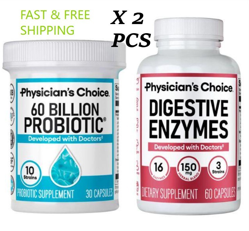 2 SETS–Physician’s Choice 60Billion Probiotic&Digestive Enzymes-DigestiveHealth