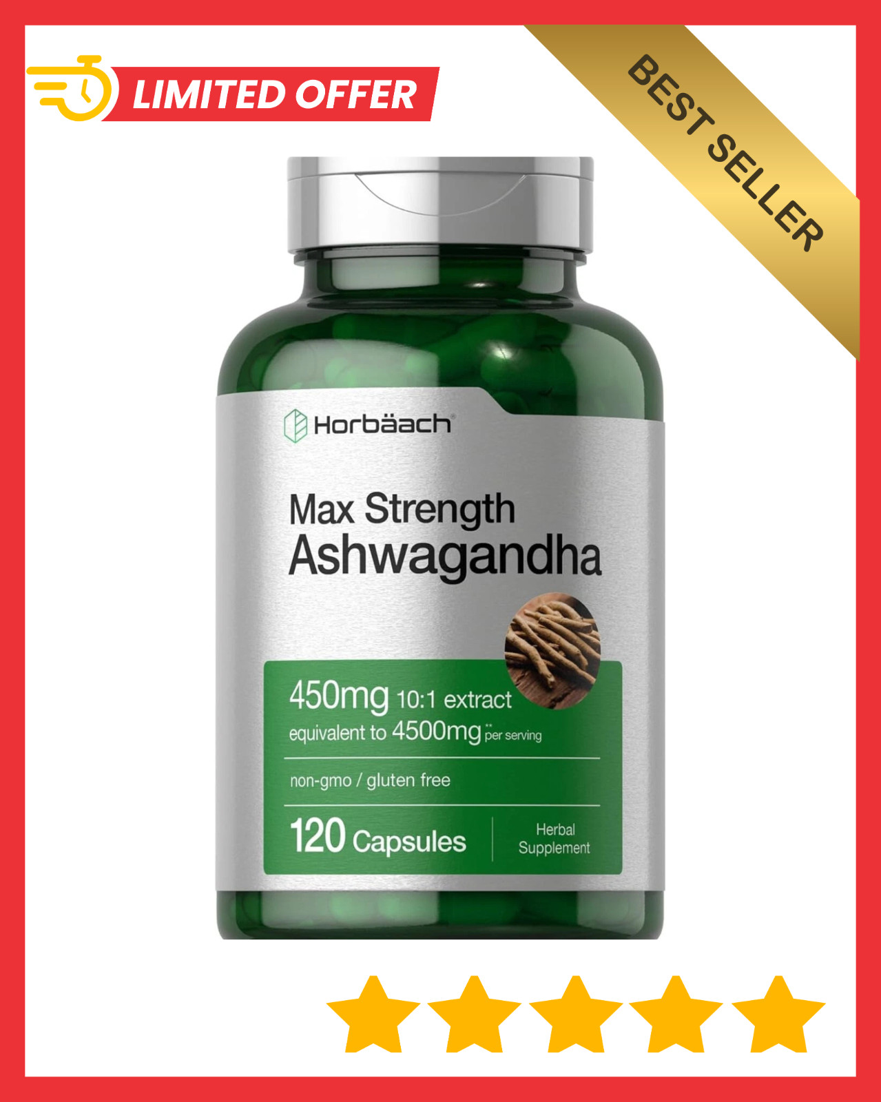 Ashwagandha Capsules | 4500 mg | 120 Count | by Horbaach……