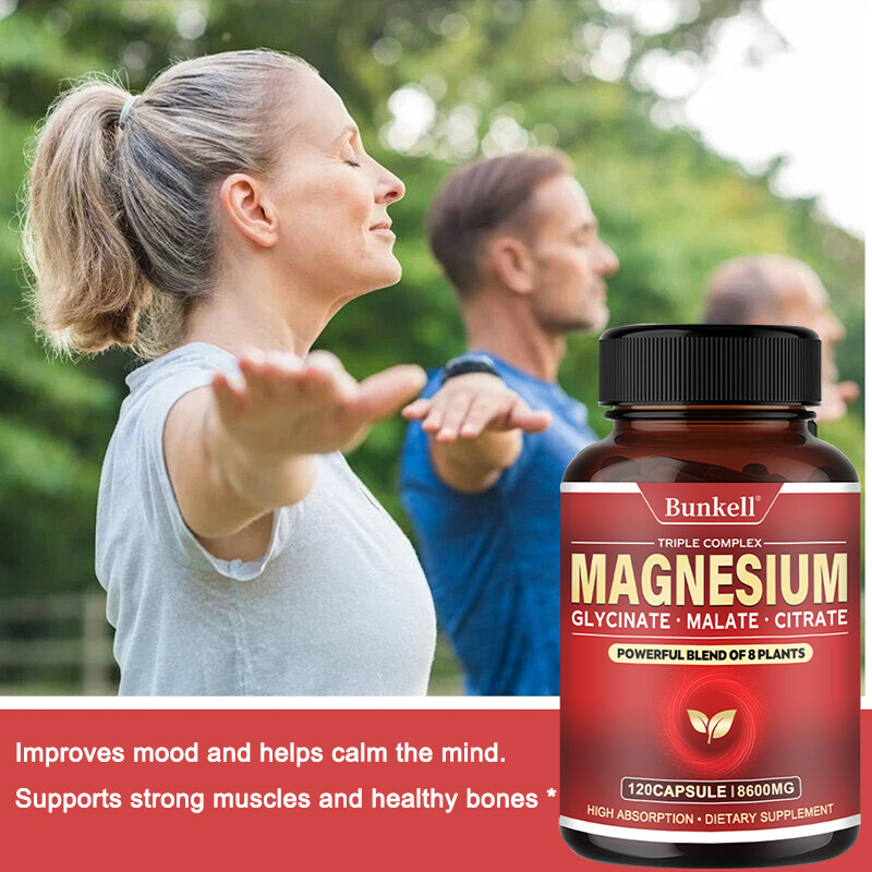 Magnesium Complex 600mg,30/60/120Capsules-Gluten Free and Non-GMO Strong Muscles