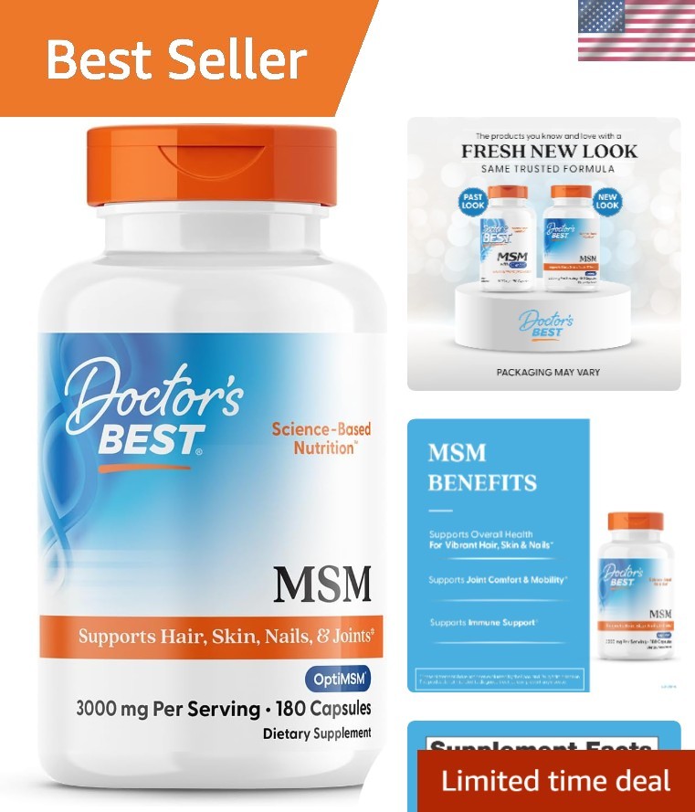 MSM with OptiMSM – 3000mg Capsules Supporting Beauty & Joint Health – 180 Count