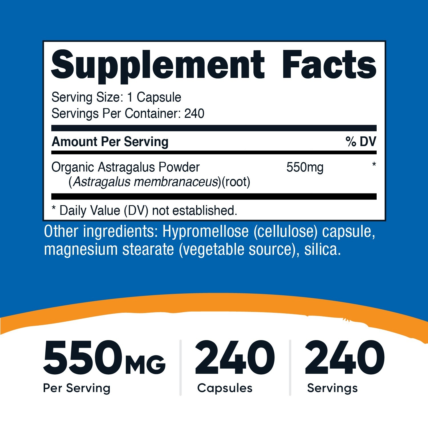 Nutricost Astragalus Capsules 550mg, 240 Capsules – Non-GMO and Gluten Free