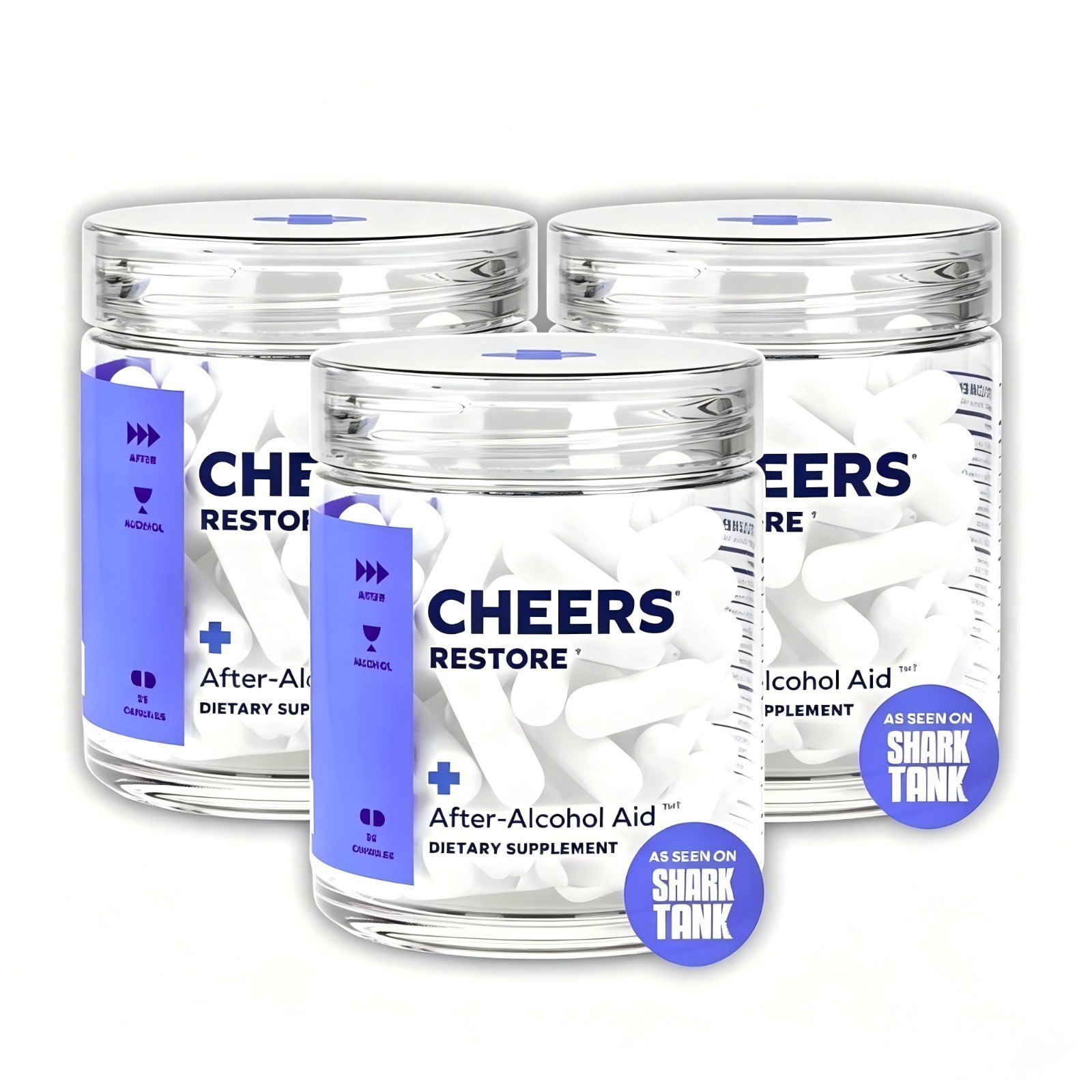 NEW 3 Bottles Cheers Restore Supplement w/ DHM + L-Cysteine – After-Alcohol Aid