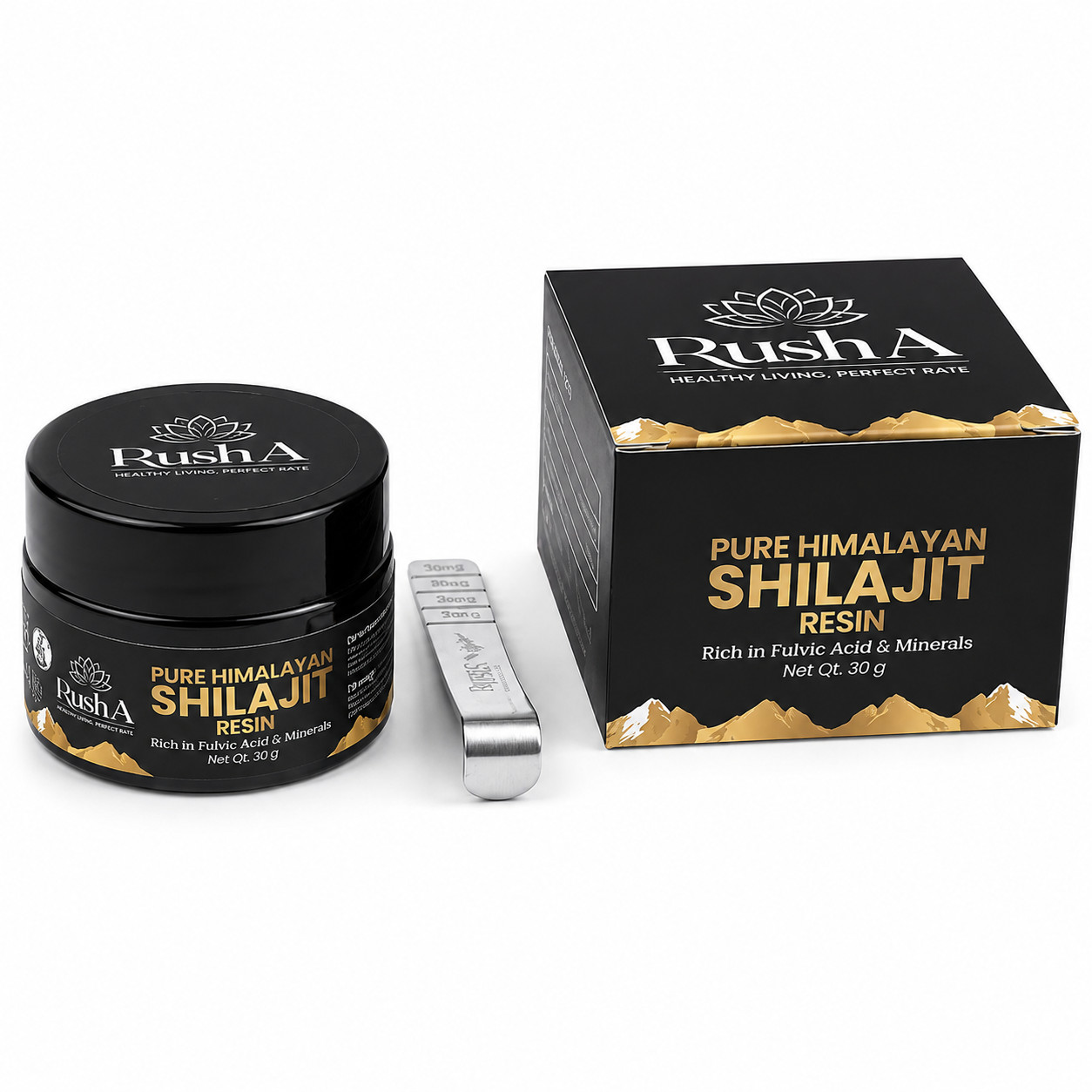 Rusha Pure Himalayan Shilajit Resin 30g | Rich in Fulvic Acid & Minerals