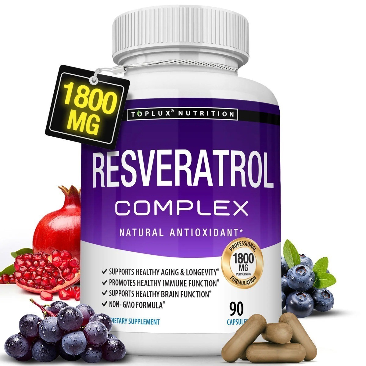 NEW 1800mg Resveratrol Supplement | Natural Antioxidant Support