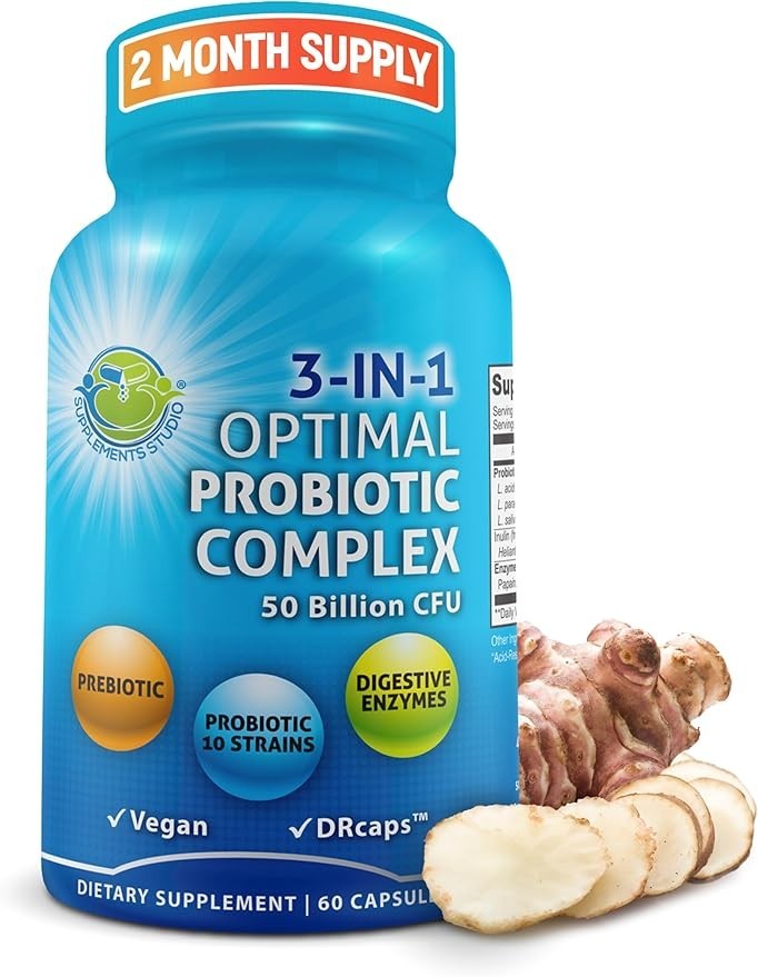 Probiotics Digestive Enzymes and Prebiotic Unisex 3-in-1 Vegan EXP 11/26/27