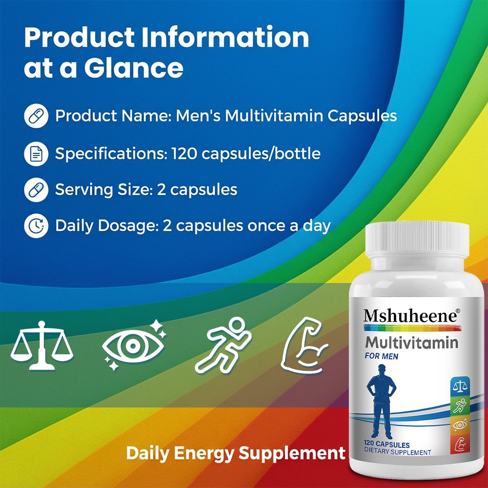 Multivitamin Supplement For Men,Daily Energy,Immune,Heart Support 30/60/120 Caps