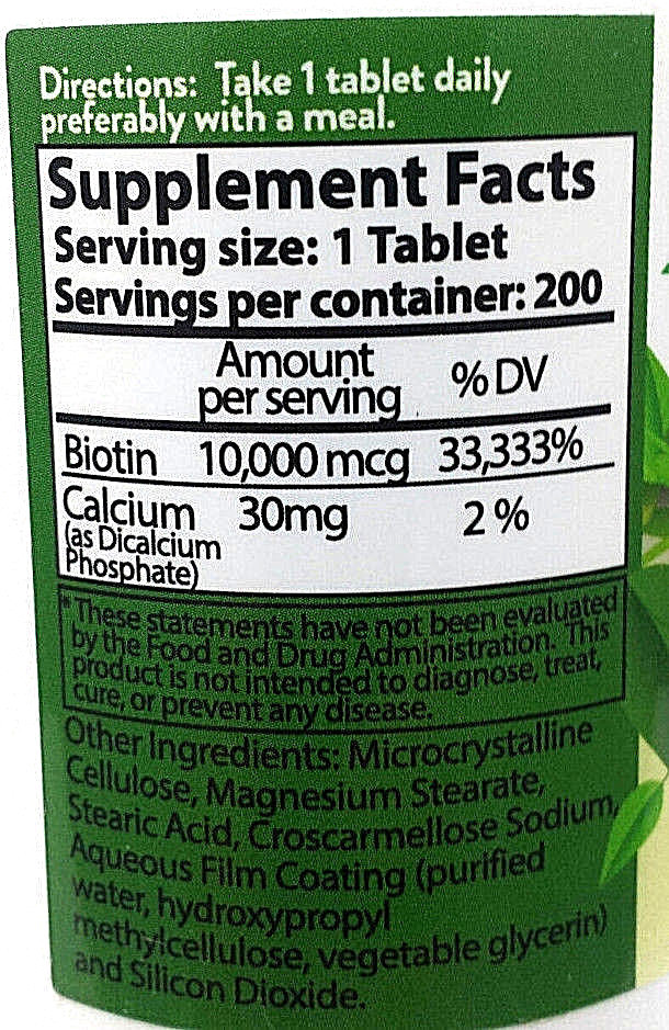 BIOTIN 10,000mcg HAIR,SKIN,NAIL HEALTH -CLEANEST FORMULA-MAXIMUM DOSAGE