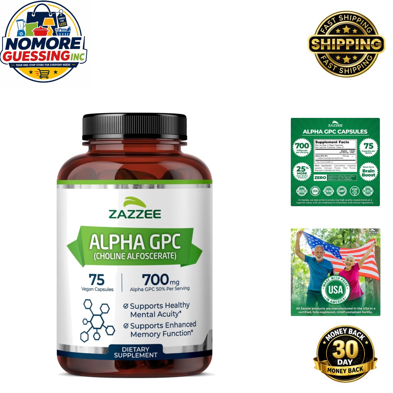 Pure Pharmaceutical Grade Alpha GPC 700 mg – Non-GMO, Capsules, 75 Count