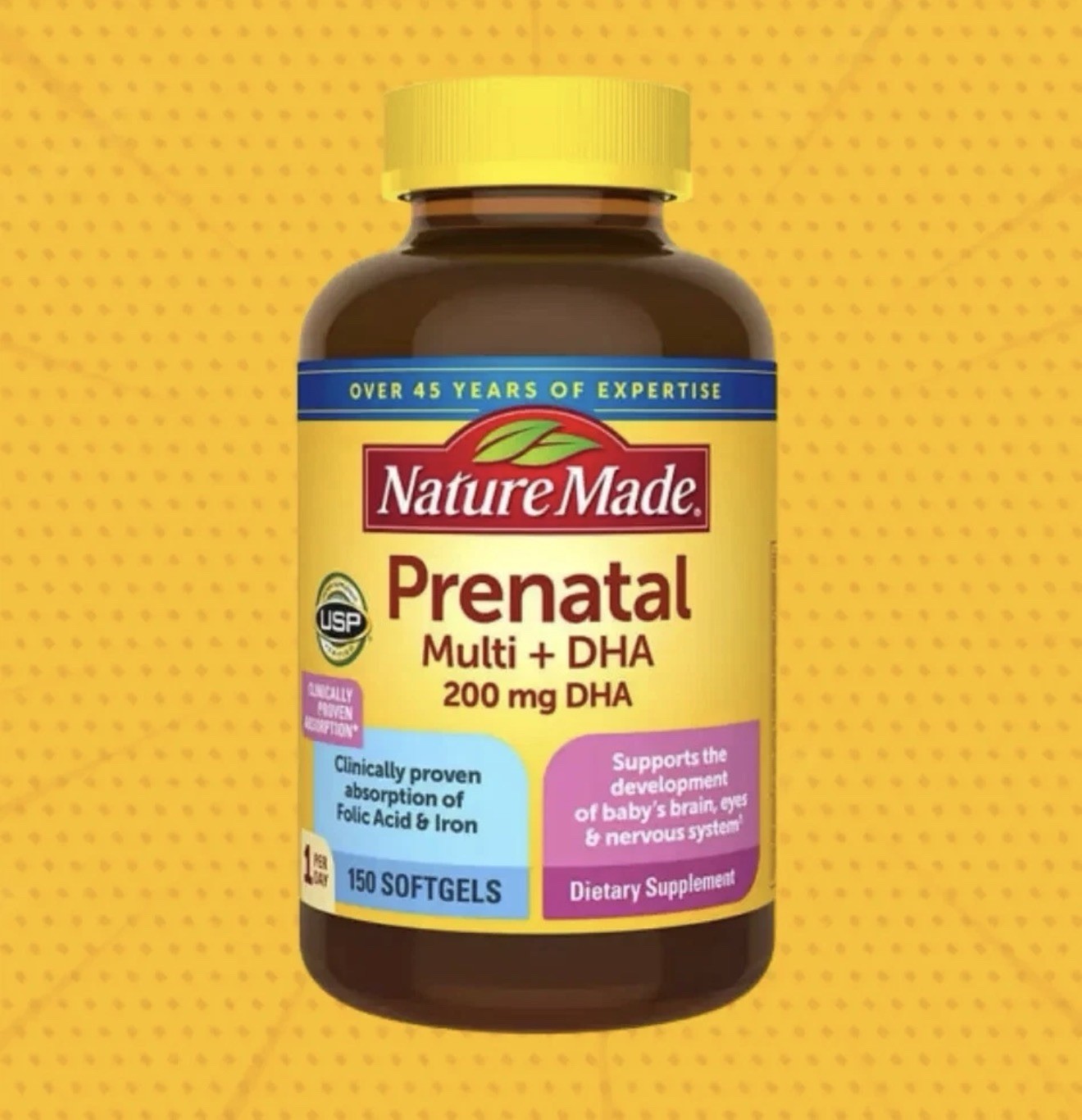 Nature Made Prenatal Multi Vitamin + DHA, 200 mg DHA, 150 Softgels