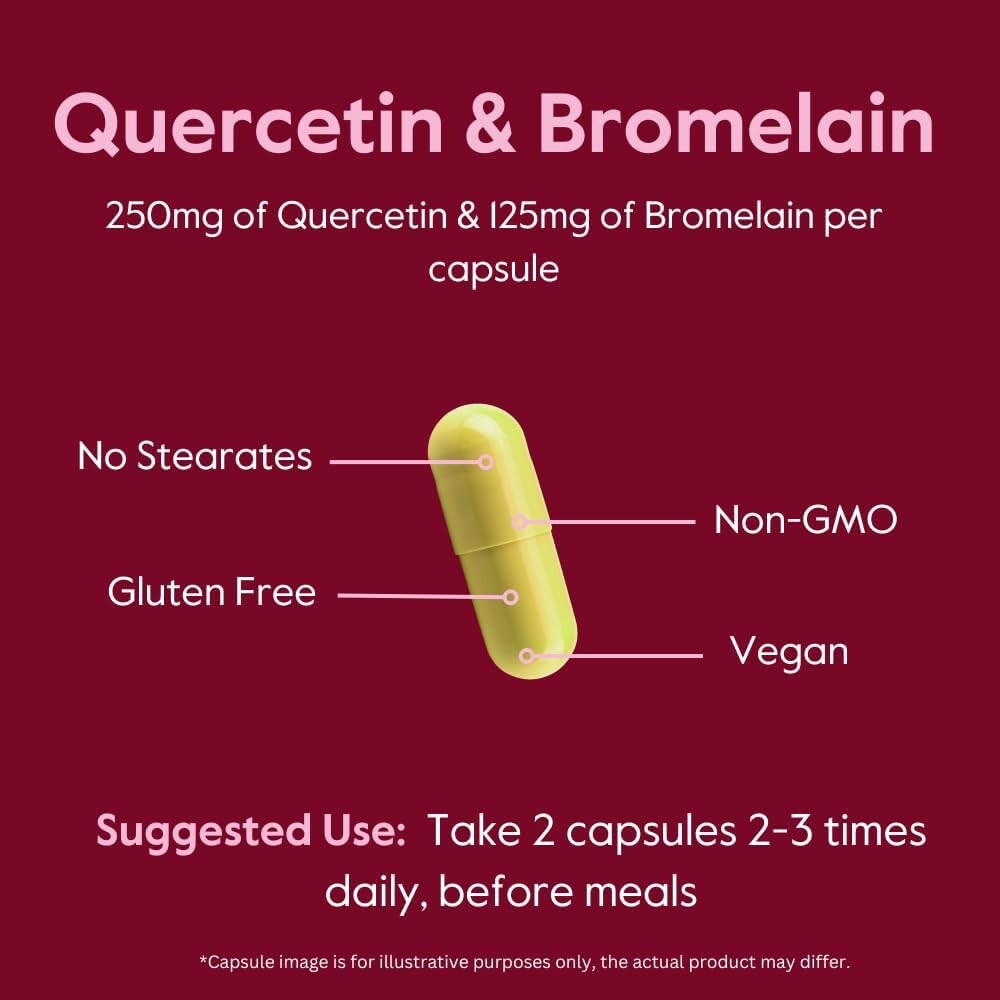 Quercetin with Bromelain 500mg/250mg (120 Vegetarian Capsules)-Vegan-Non GMO
