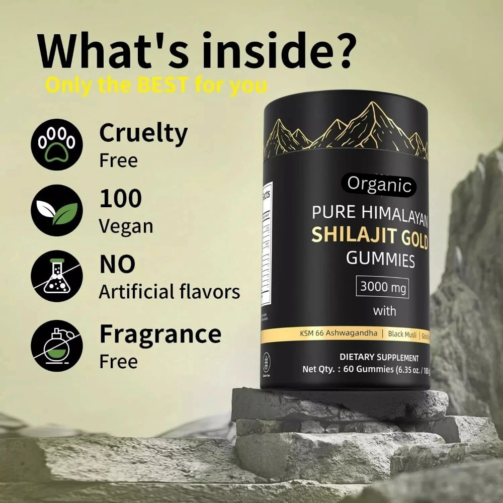 Himalayan GOLD Shilajit Gummies, Organic, Extremely Potent 3000 mg, Fulvic Acid