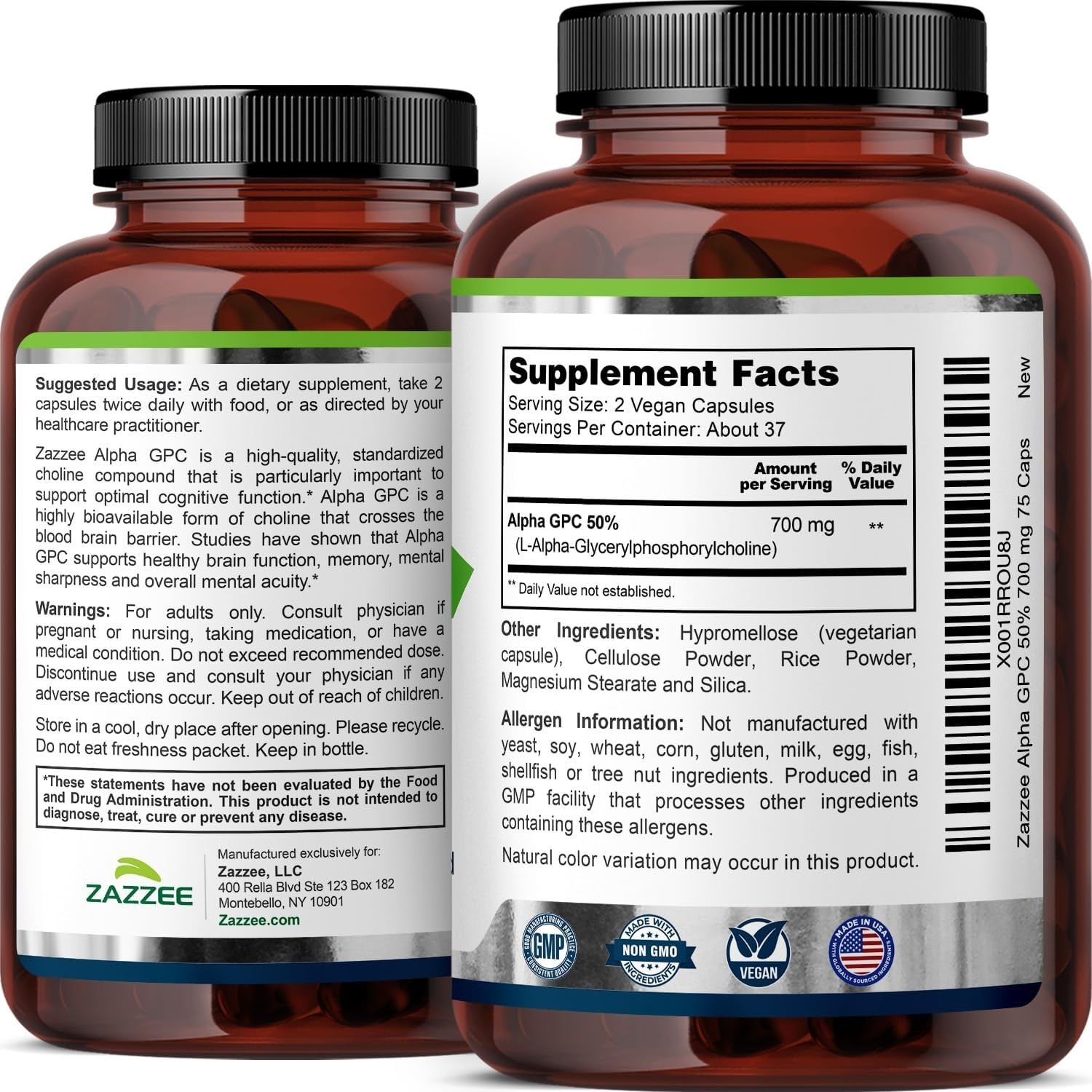 Pure Pharmaceutical Grade Alpha GPC 700 mg – Non-GMO, Capsules, 75 Count