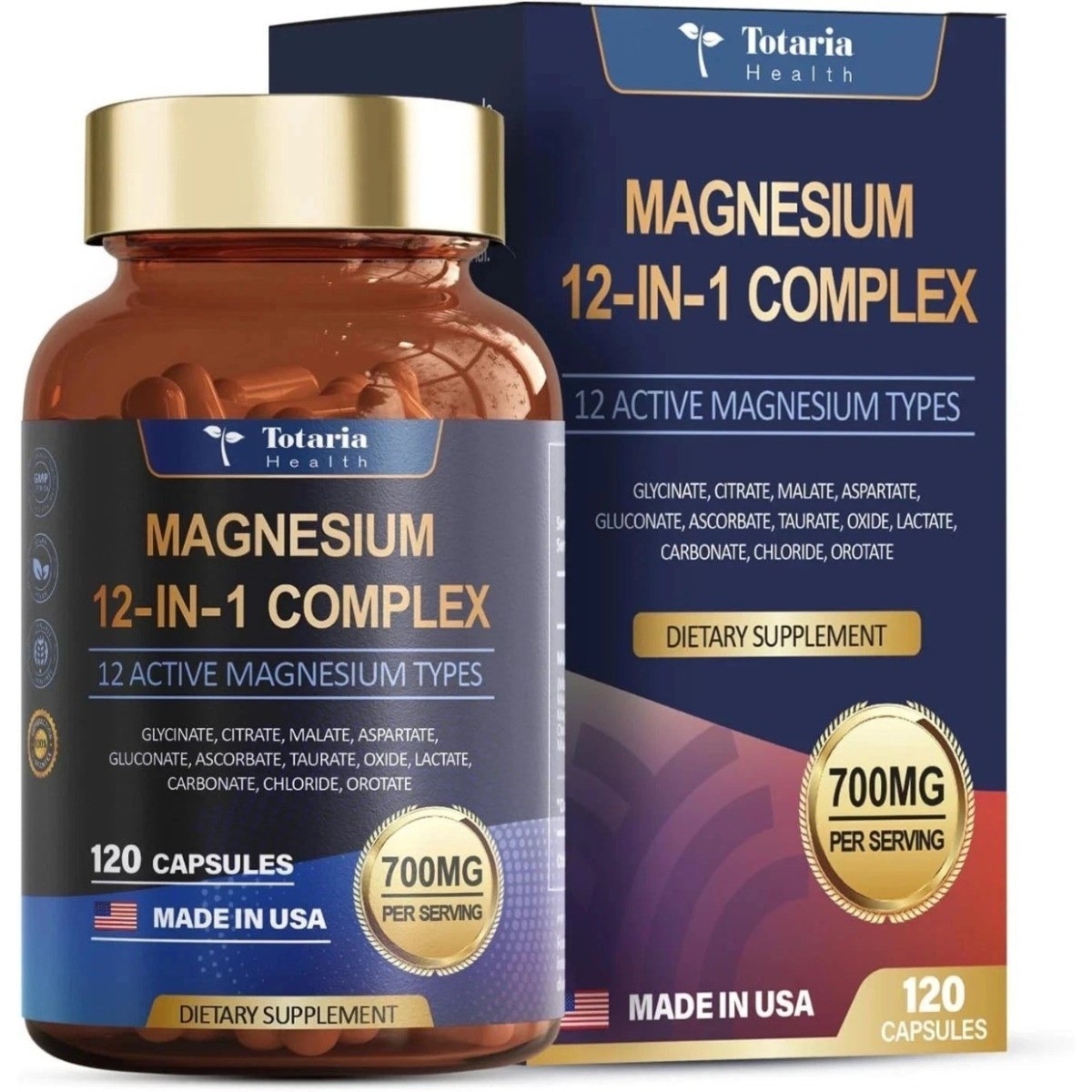 12-in-1 Magnesium Complex 700mg, High Absorption Forms for Daily Support