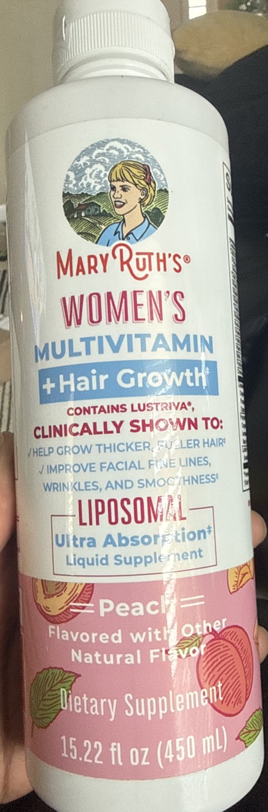 MaryRuth Organics Women’s Multivitamin+Hair Growth, 15.22 Fl Oz | Peach