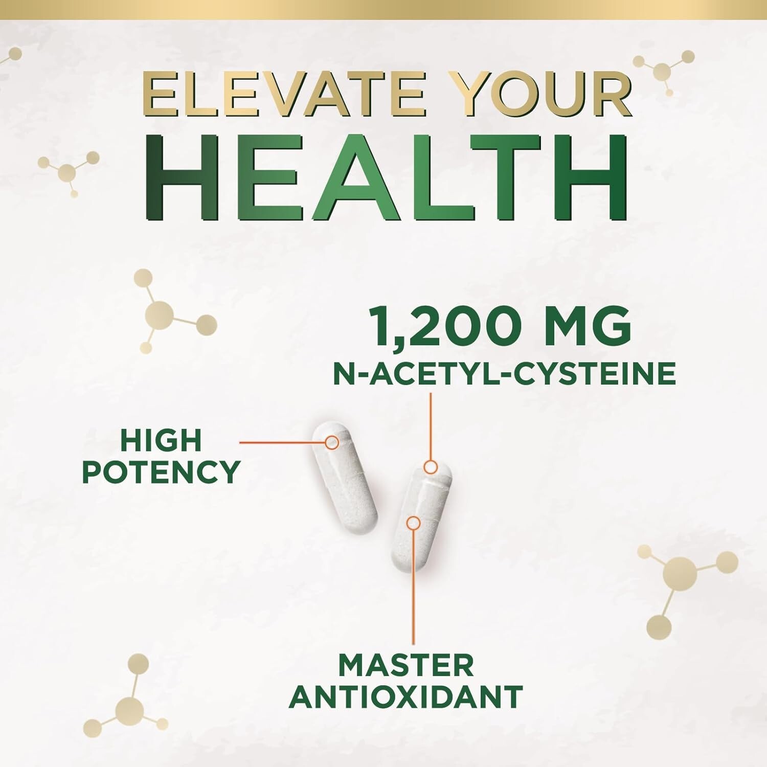 NAC Supplements N-Acetyl L-Cysteine (NAC) 1200 mg, For Lung Immune Liver Health