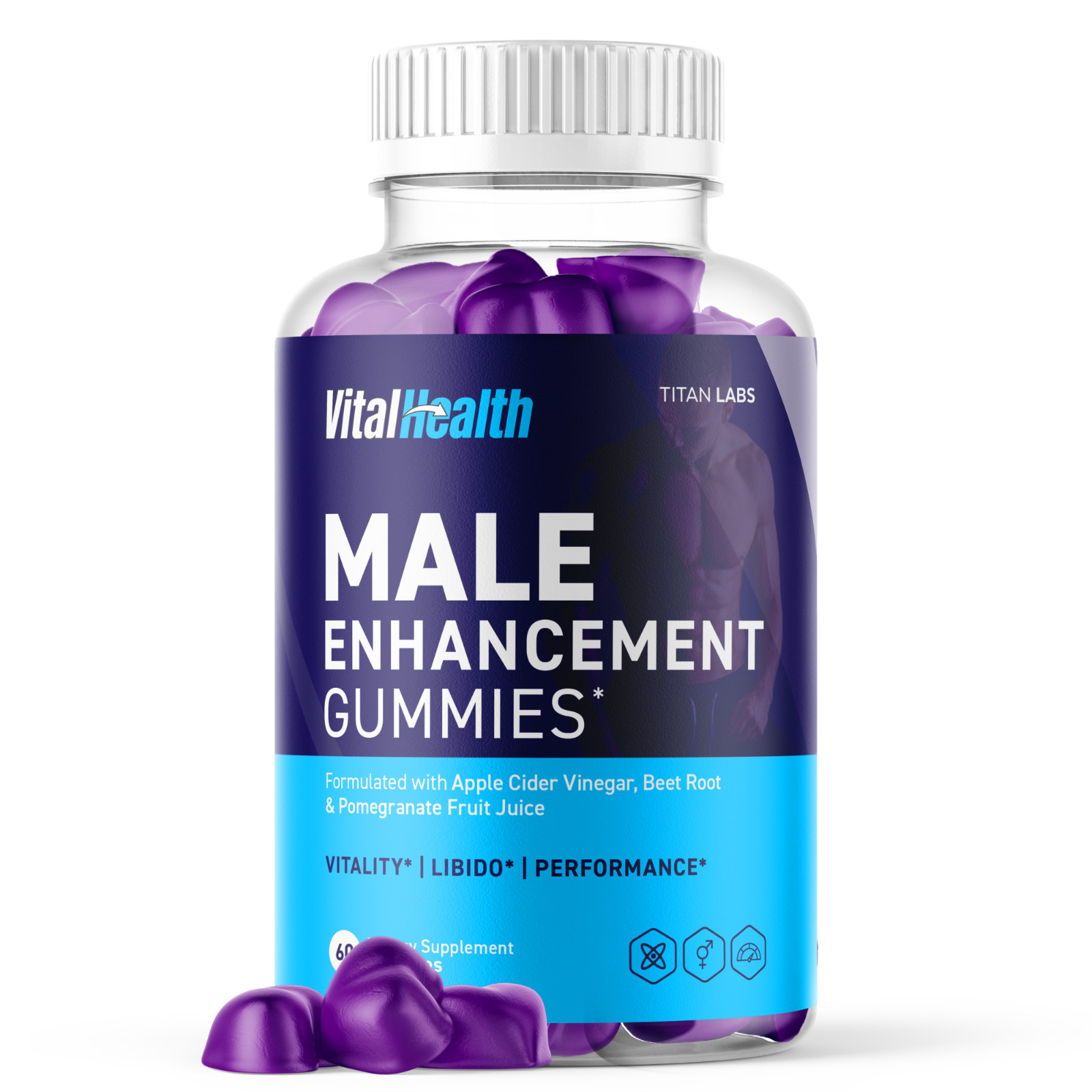 (1 Pack) VitalHealth Gummys Male Health Support Vitamin Vital Health 60 Gummies
