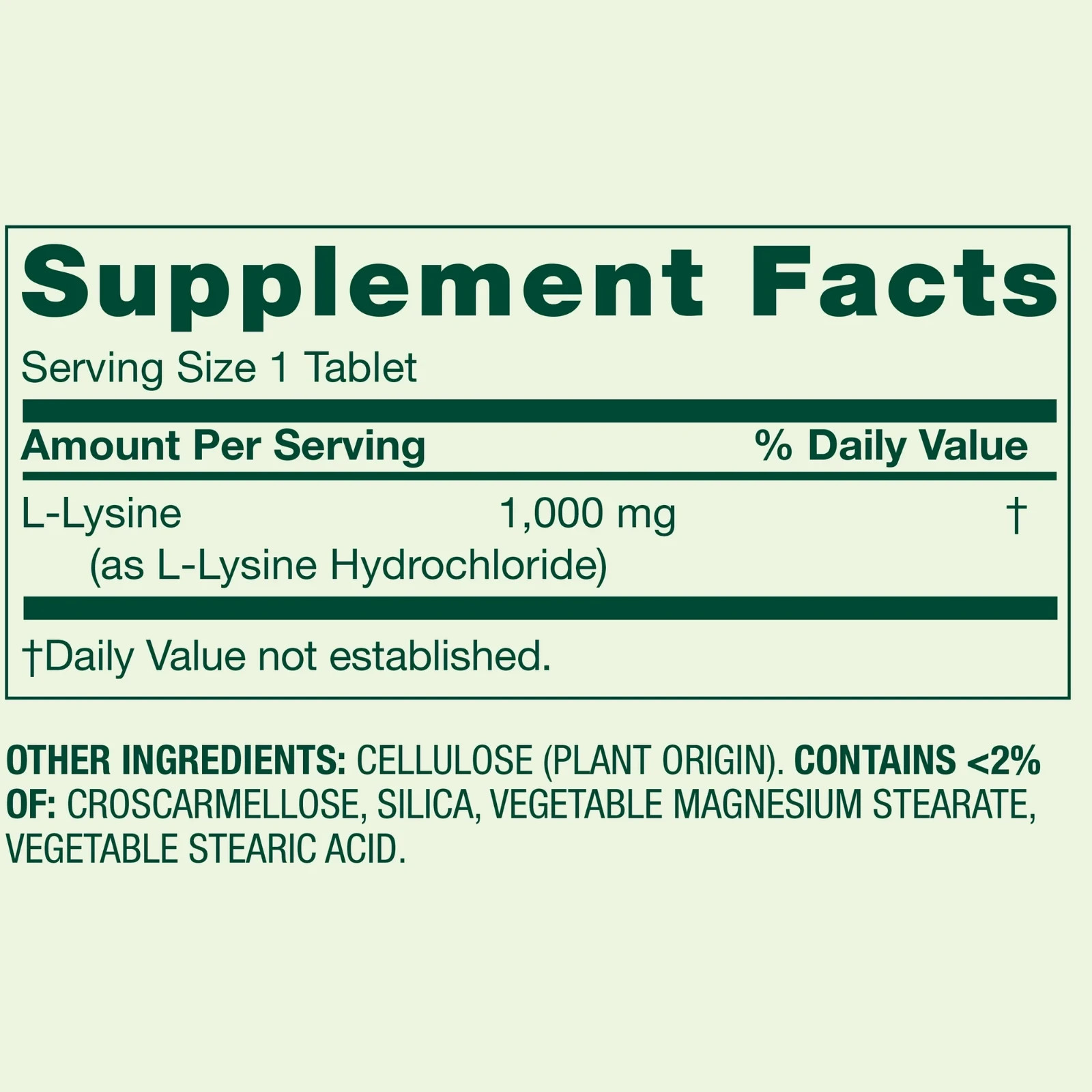 Spring Valley L-lysine Tablets 1000 mg 100 Tablets