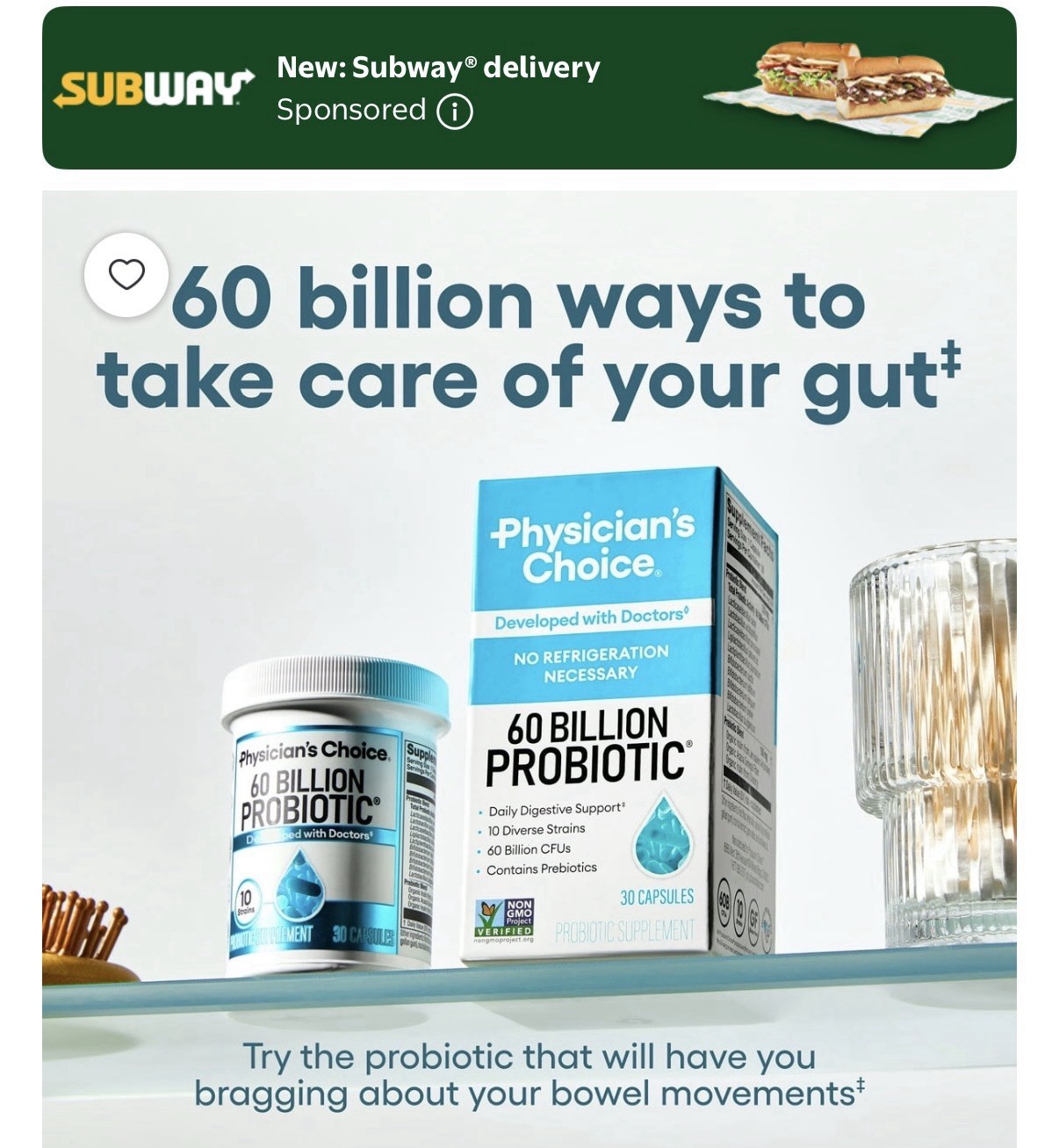 Physician’s Choice 60 Billion Probiotic, for Women & Men, 60 Count..