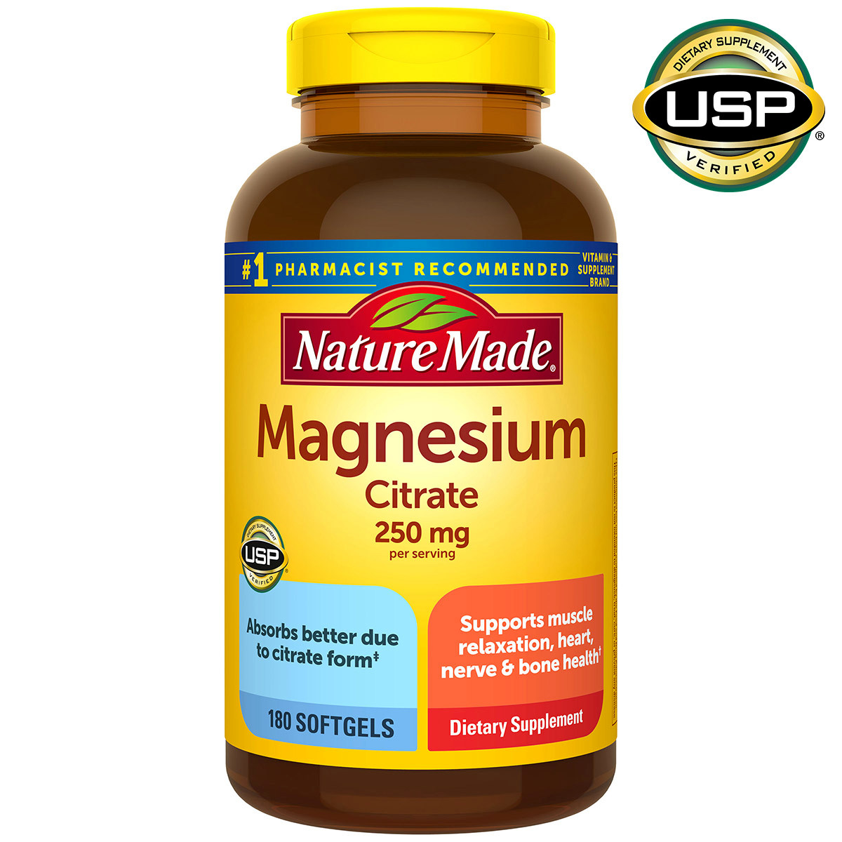 Nature Made Magnesium Citrate 250 Mg. 180 Softgels EXP 02/2026