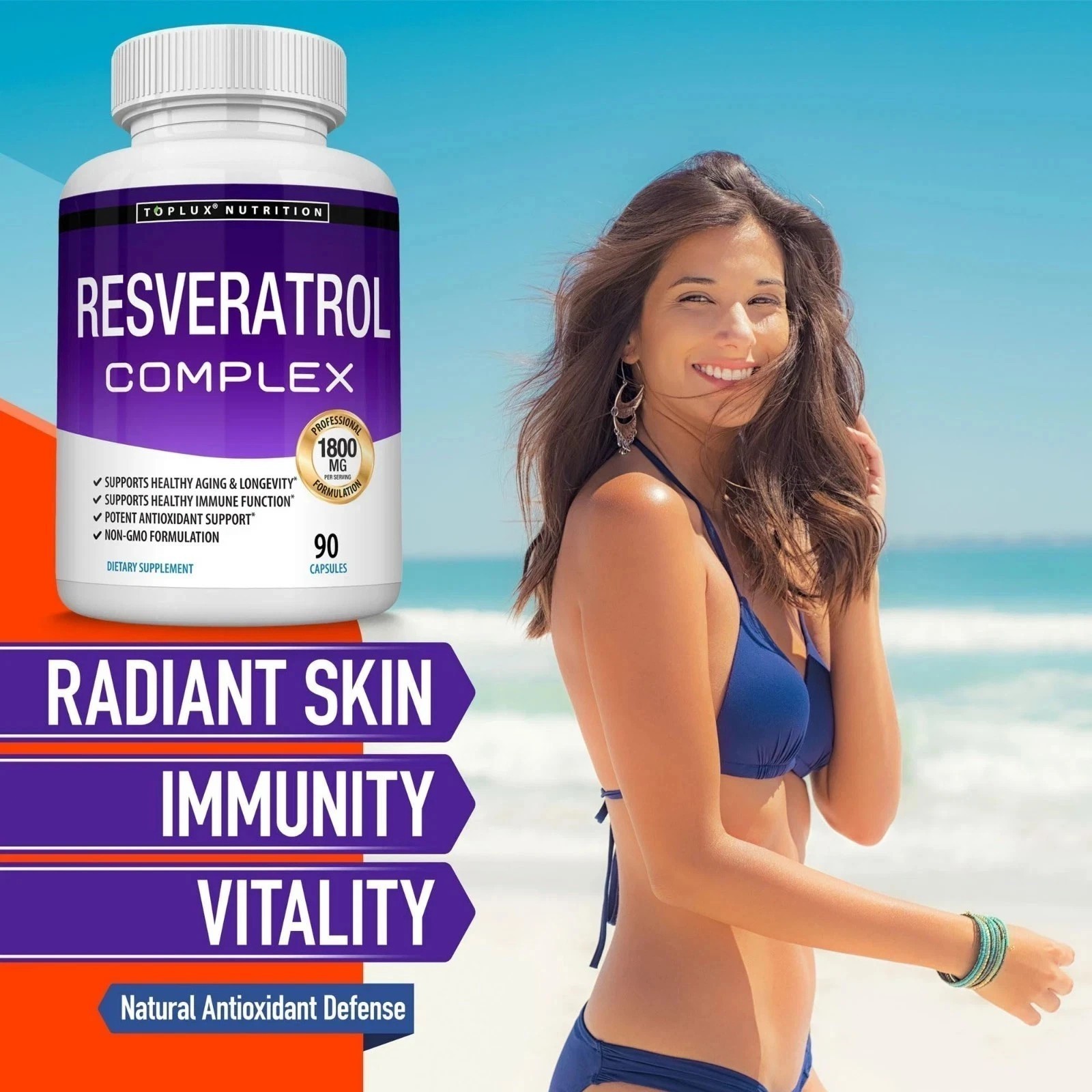 1800mg Resveratrol Supplement Antioxidant Complex – Highly Potent Natural Pills