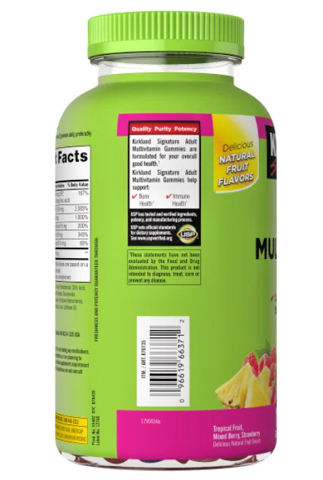 Kirkland Signature Adult Multivitamin, 320 Gummies (2 Bottles, 160 Ct Each)