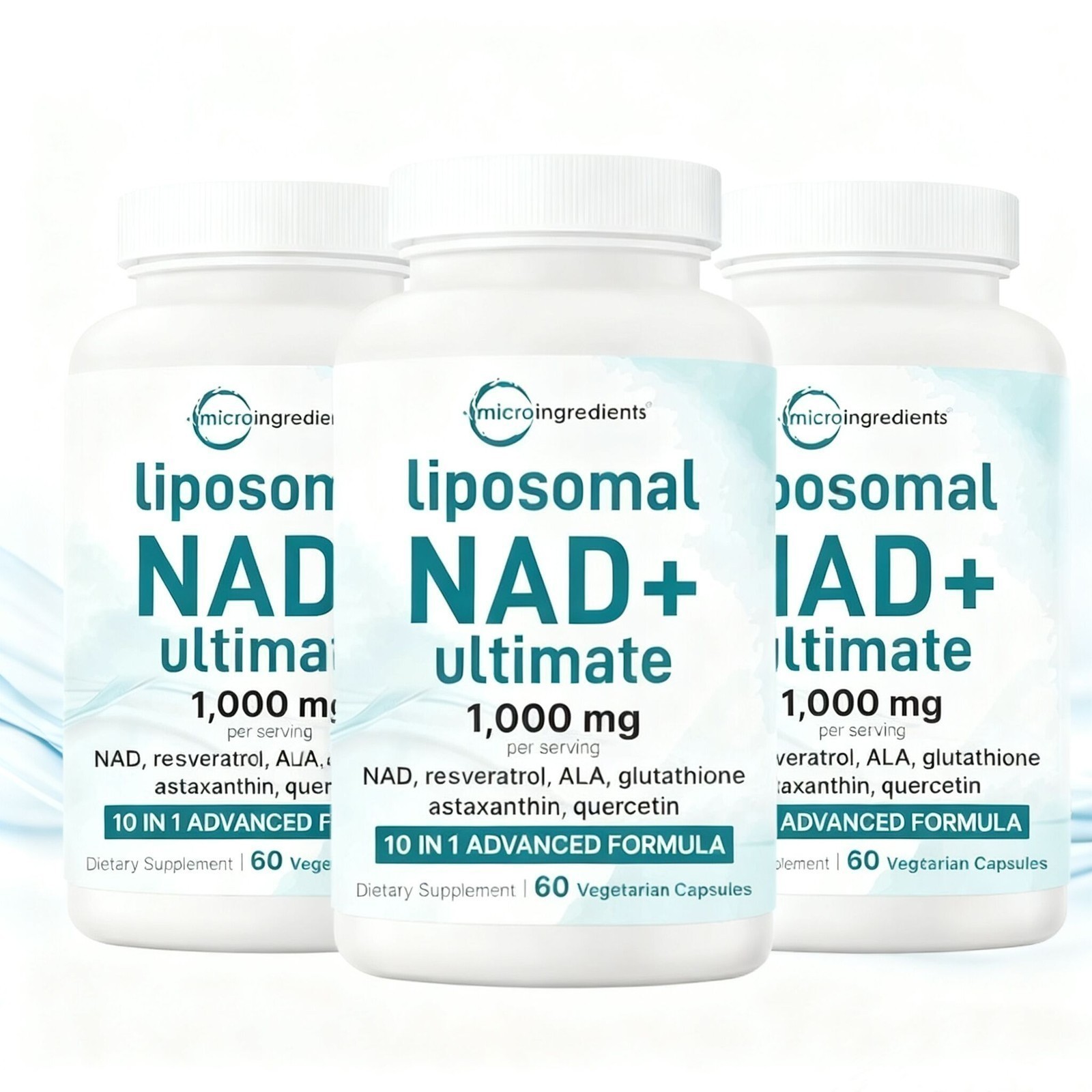 Liposomal NAD+ Ultimate 10-in-1 with Resveratrol ,1000mg | 60 Veggie Capsules
