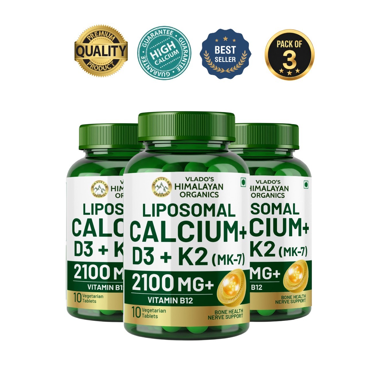 3 Pack HIMALAY.AN Liposomal Calcium 650mg 30 Veg Tabs