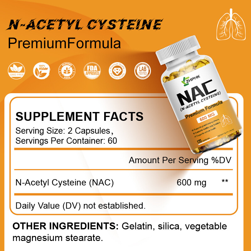 N-ACETYL L-CYSTEINE 600mg – Immune System and Liver Support – 120 Capsules