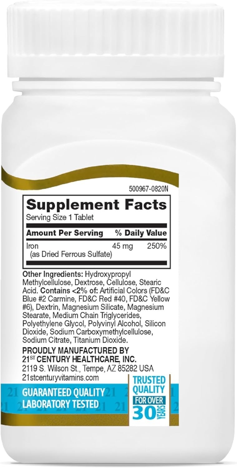 Iron Support Tablets – Slow Release, 60 Count, Suitable for Gluten-Free Adults