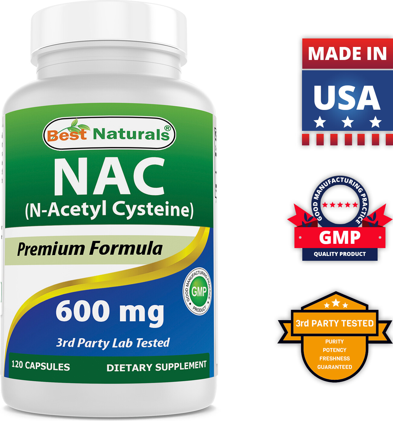 2 Pack Best Naturals NAC – n-acetyl cysteine – 600 mg 120 Capsules