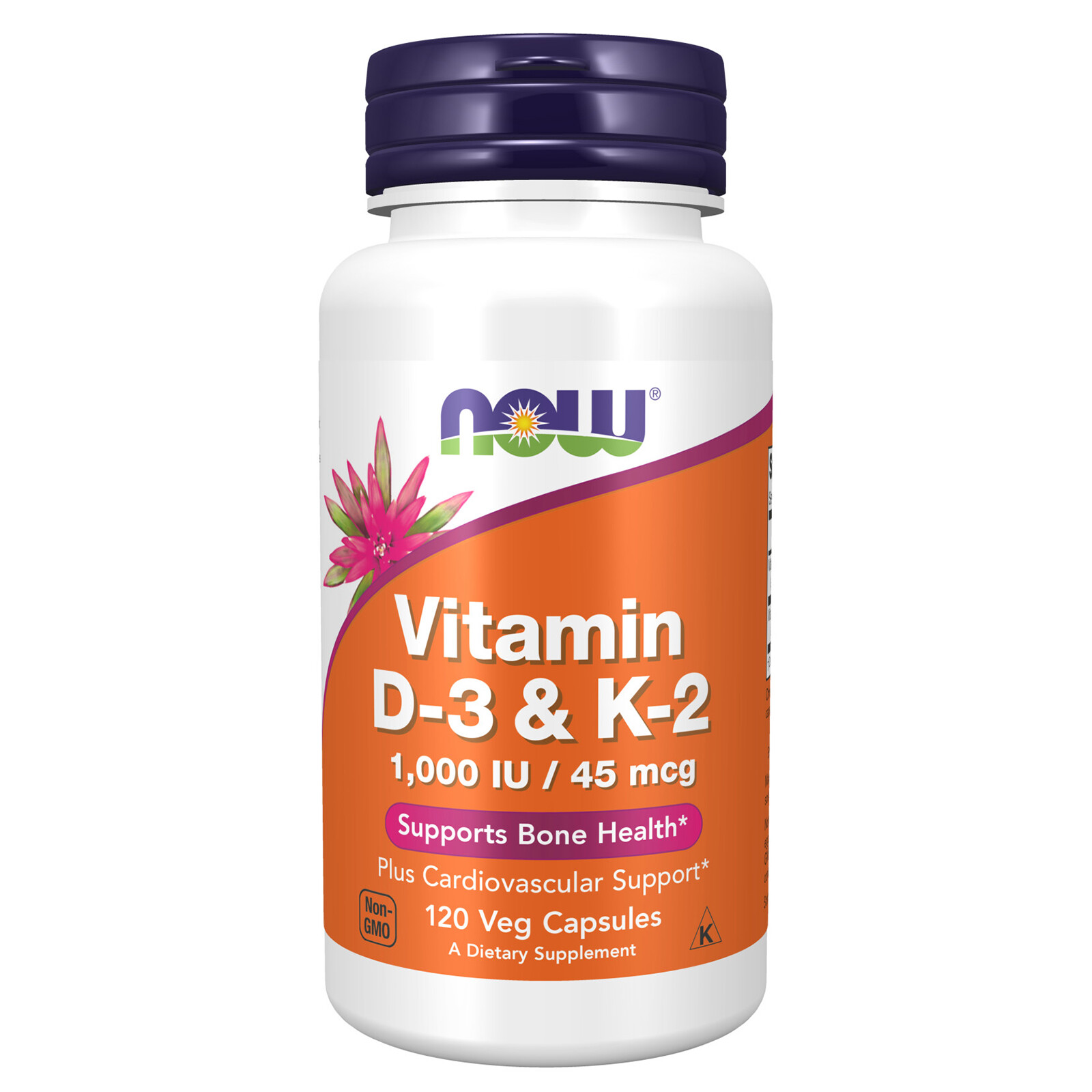 NOW FOODS Vitamin D-3 & K-2 – 120 Veg Capsules
