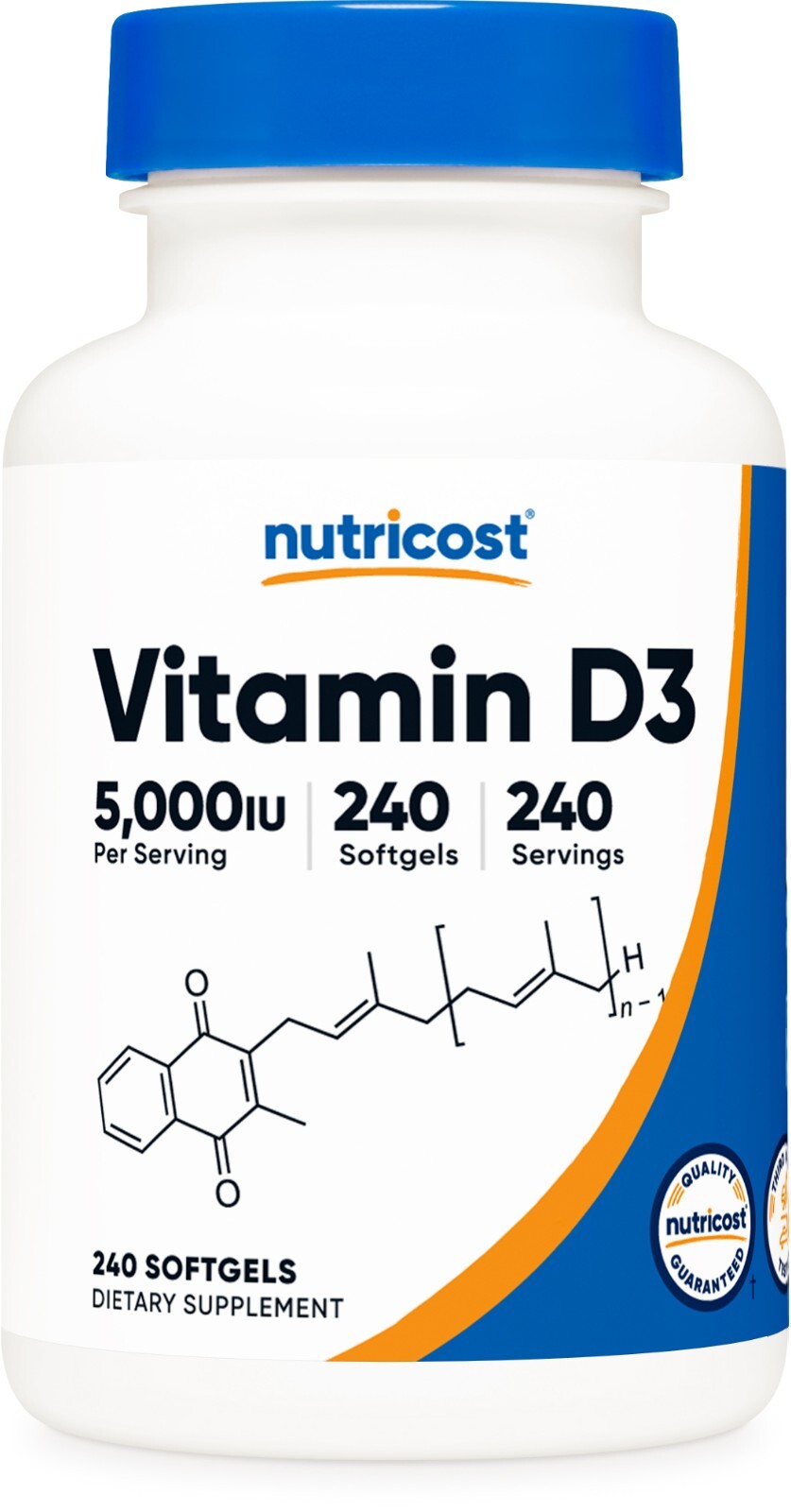 Nutricost Vitamin D3 5,000 IU, 240 Softgels – Gluten Free & Non-GMO