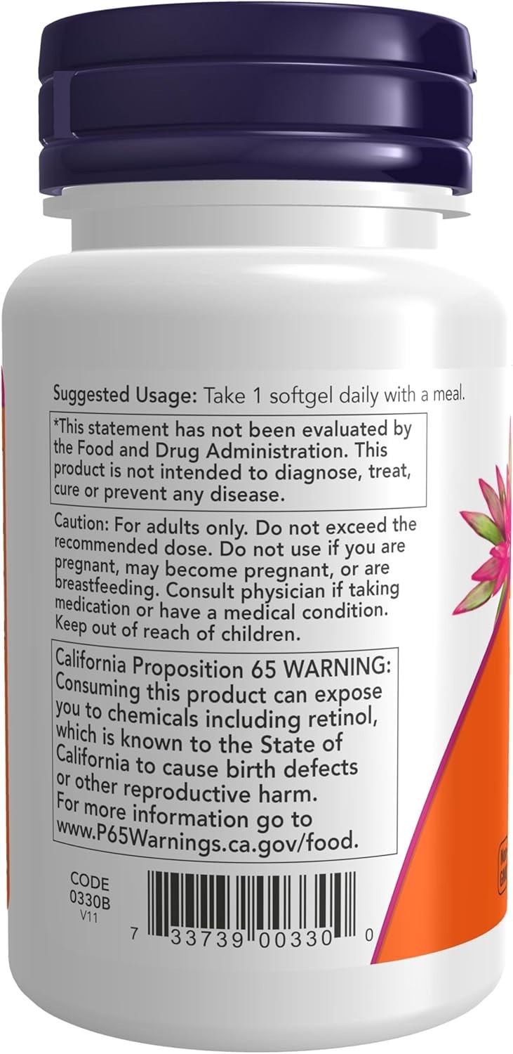 NOW Supplements, Vitamin A 10,000 IU, Eye Health*, Essential Nutrition, 100 Soft