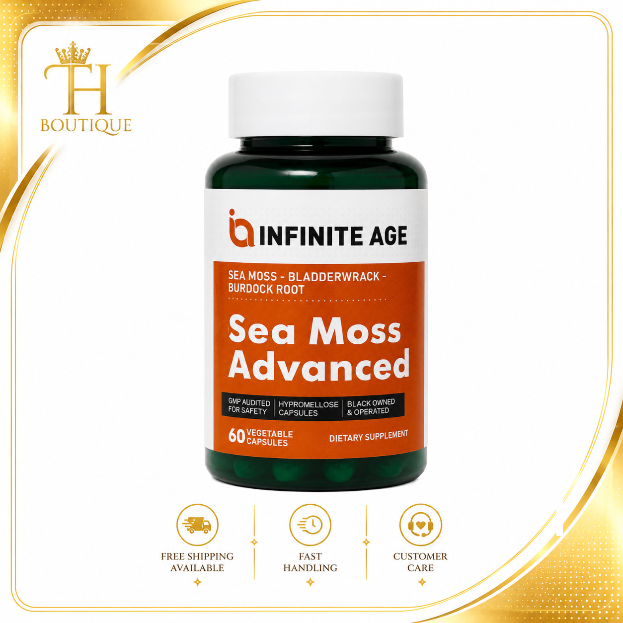 INFINITE AGE Sea Moss Advanced 1250mg Bladderwrack Burdock 60 Caps Exp 12/29