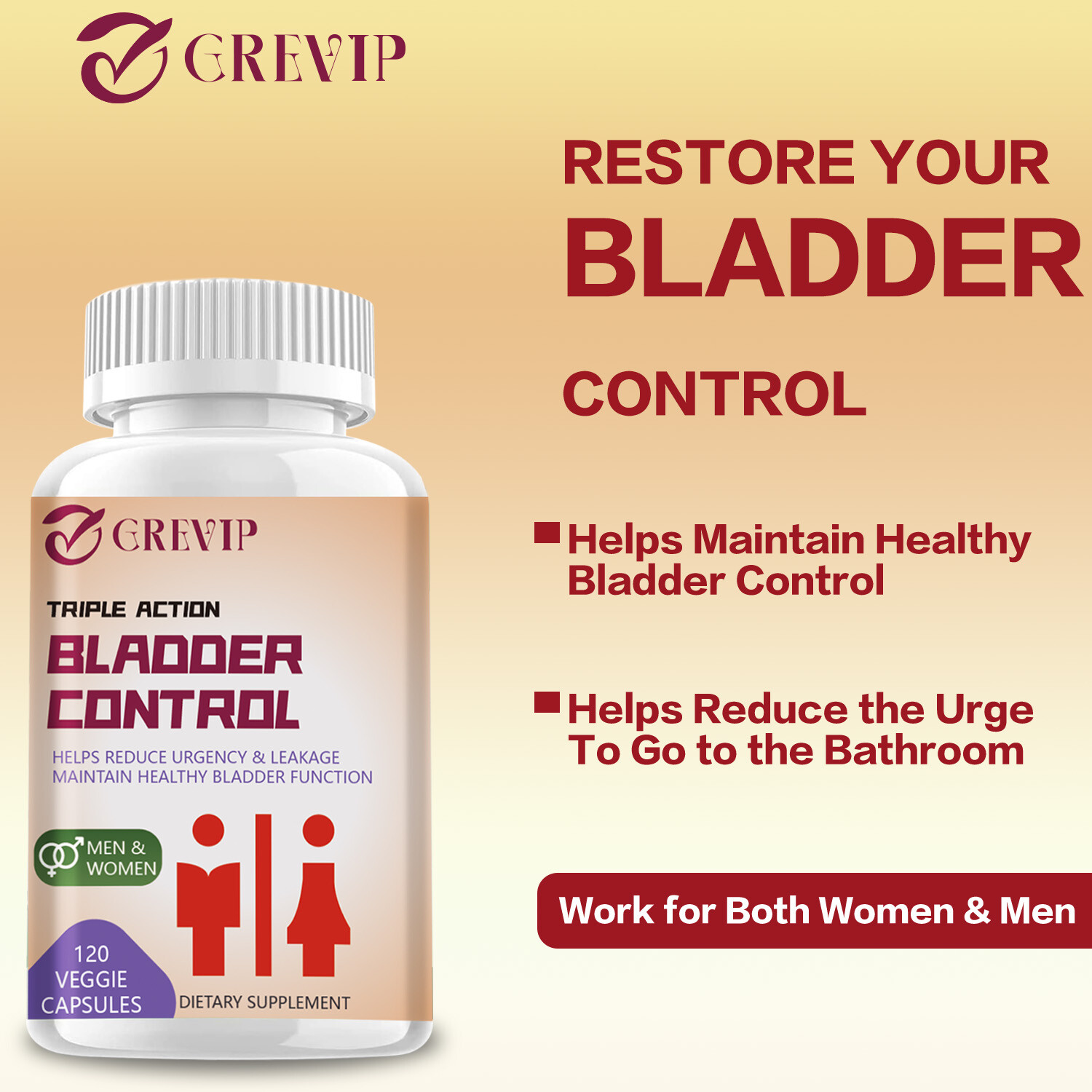 120pcs Bladder Control Capsules -Pumpkin Seed,Cranberry -Support Prostate Health