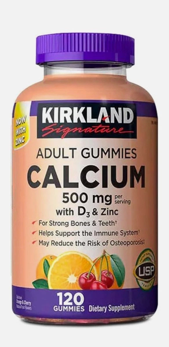 NEW Kirkland Signature Adult Calcium Gummies 120 Ct D3 Zinc USP Exp 03/2027