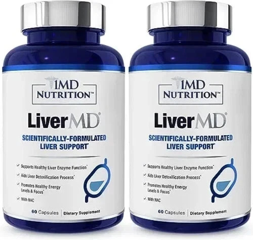 1MD Nutrition LiverMD support healthy liver, 60 Caps, Exp 01/2028 (Pack of 2)