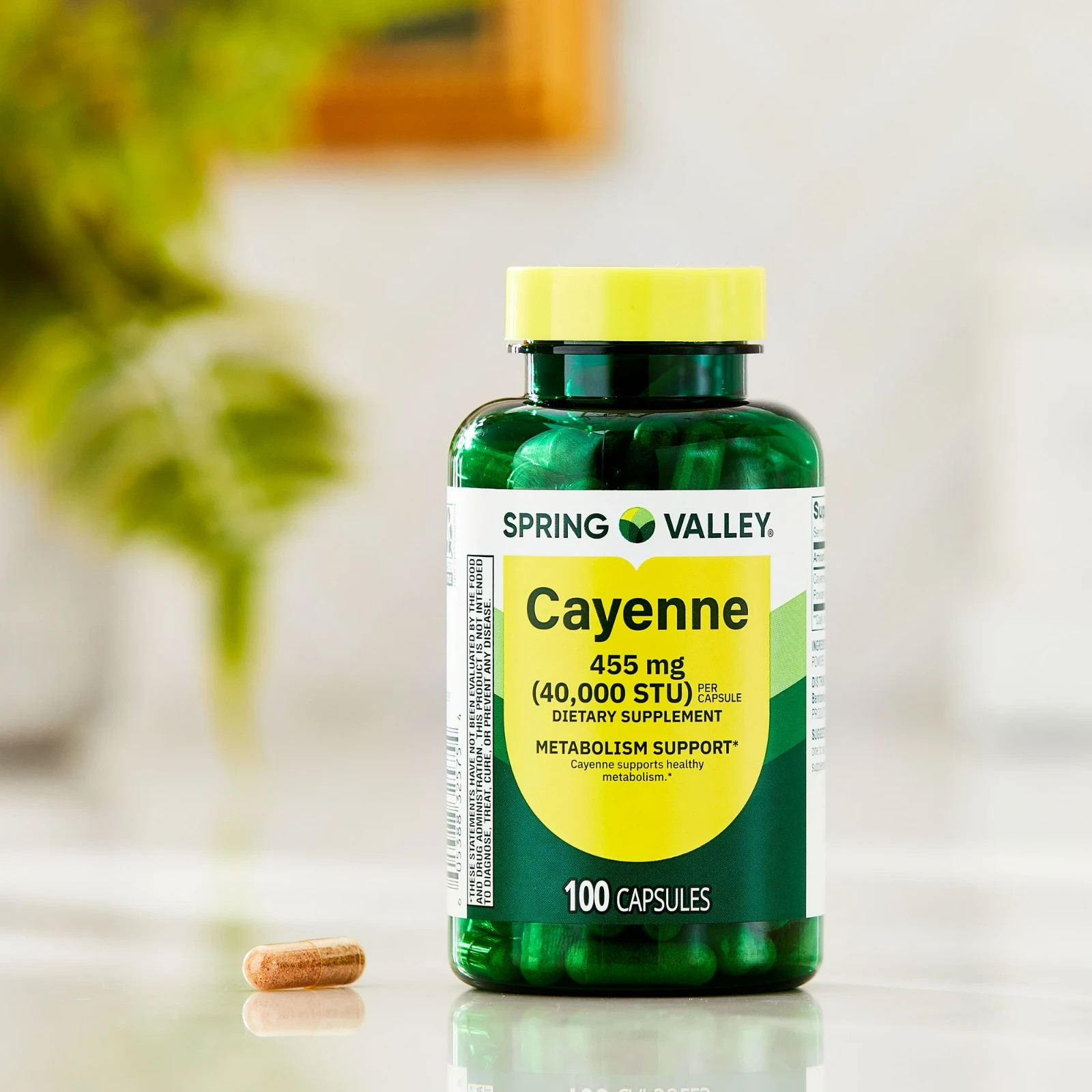 Spring Valley Cayenne Metabolism Support Supplement Capsules 455 mg 100 Count